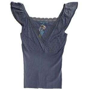 ANTONIO MELANI Blue Ruffle Sleeve Blouse